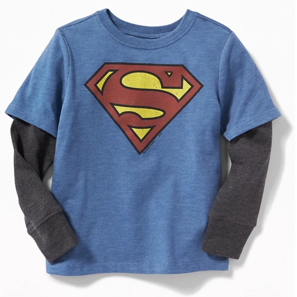 12-18M superman layered look long sleeve tee